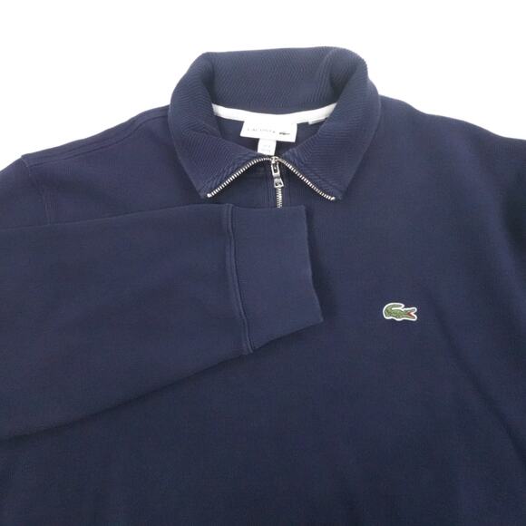 Lacoste Other - Lacoste Pullover Mens 3XL Navy Blue 1/4 Zip Mock Neck Sweater Cotton France